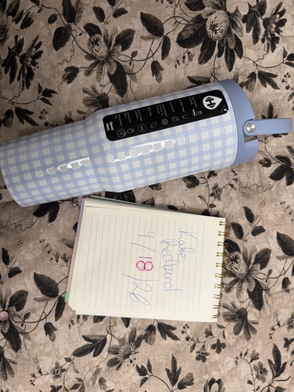 HydroJug Light Blue Gingham Water Bottle